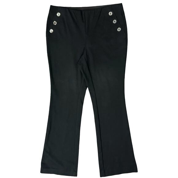 Alfani Black Stretch Button Detail Bootcut Slacks Trousers size M Professional - Picture 1 of 9